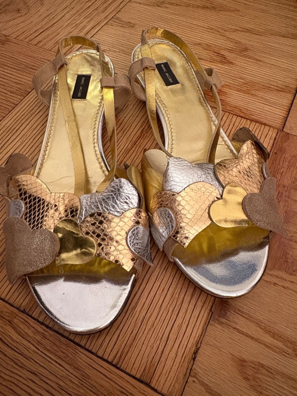 Vintage Marc Jacobs metallic heart sandals